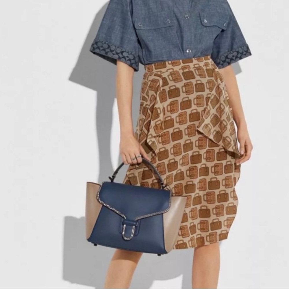 Coach 701 Courier Carryall In Colorblock Leather With Snakeskin